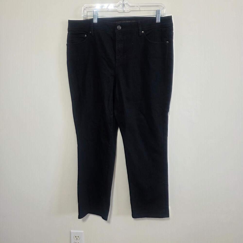 Chico's So Slimming Girlfriend Jeans Black Denim Chicos Size 1.5 Regular or 10